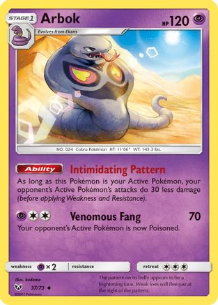 Arbok 037/73 - Shining Legends Reverse Holofoil - for just $0.38! 