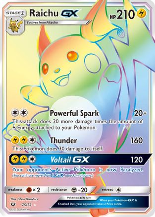 Raichu GX (Secret) 075/73 - Shining Legends Holofoil - for just $15.50! 