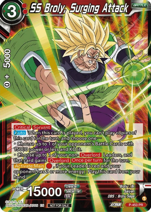 SS Broly, Surging Attack (Championship Selection Pack 2023 Vol.1) (Holo) (P-453) [Tournament Promotion Cards] - for just $14! 