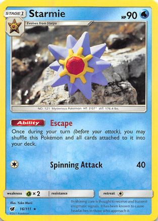 Starmie 016/111 - SM  Crimson Invasion Reverse Holofoil - for just $0.49! 