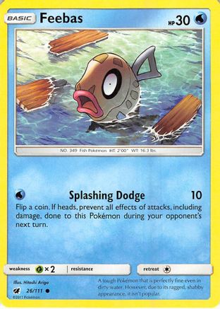 Feebas 026/111 - SM  Crimson Invasion Reverse Holofoil - for just $0.15! 