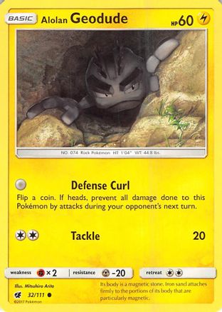 Alolan Geodude 032/111 - SM  Crimson Invasion Reverse Holofoil - for just $0.05! 