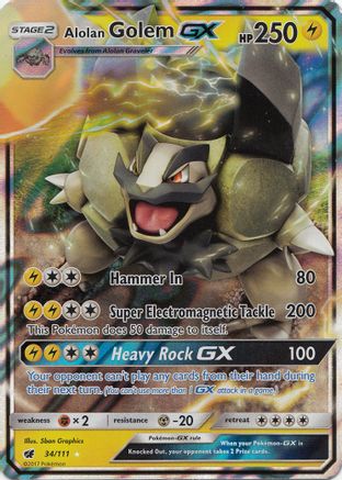 Alolan Golem GX 034/111 - SM  Crimson Invasion Holofoil - for just $0.78! 