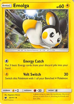 Emolga 035/111 - SM  Crimson Invasion Reverse Holofoil - for just $0.18! 