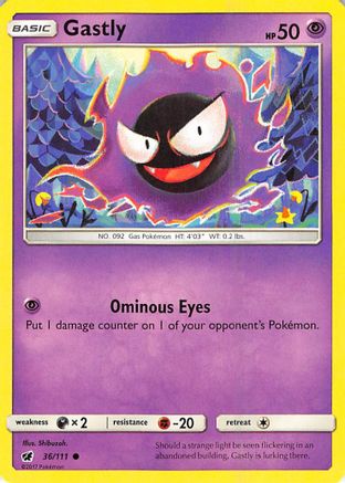 Gastly 036/111 - SM  Crimson Invasion Reverse Holofoil - for just $0.30! 