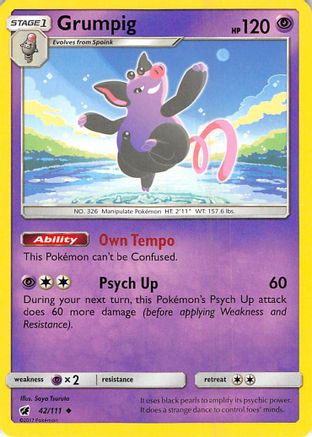 Grumpig 042/111 - SM  Crimson Invasion Reverse Holofoil - for just $0.18! 