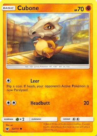 Cubone 052/111 - SM  Crimson Invasion Reverse Holofoil - for just $0.16! 
