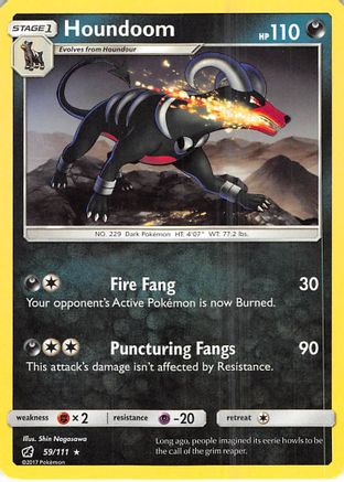 Houndoom 059/111 - SM  Crimson Invasion Reverse Holofoil - for just $0.20! 
