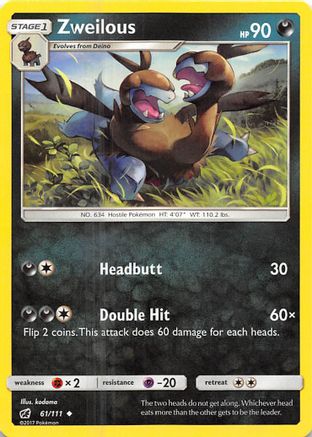 Zweilous 061/111 - SM  Crimson Invasion Reverse Holofoil - for just $0.18! 
