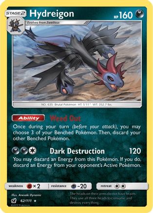 Hydreigon 062/111 - SM  Crimson Invasion Reverse Holofoil - for just $0.10! 