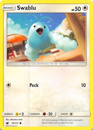 Swablu 079/111 - SM  Crimson Invasion Reverse Holofoil - for just $0.15! 