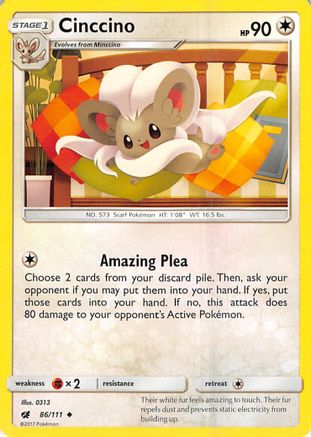 Cinccino 086/111 - SM  Crimson Invasion - for just $0.05! 