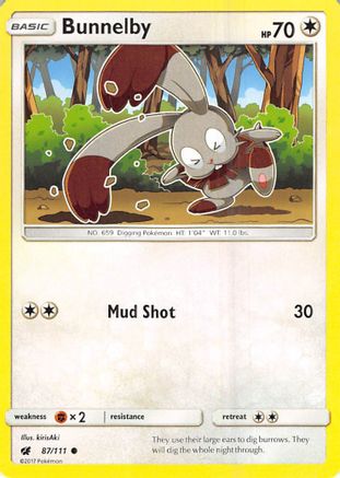 Bunnelby 087/111 - SM  Crimson Invasion Reverse Holofoil - for just $0.13! 