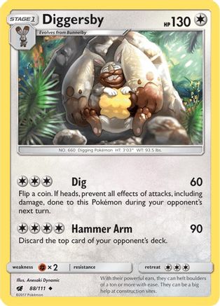 Diggersby 088/111 - SM  Crimson Invasion Reverse Holofoil - for just $0.21! 