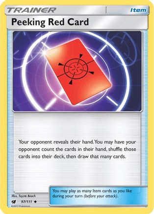 Peeking Red Card 097/111 - SM  Crimson Invasion Reverse Holofoil - for just $0.13! 