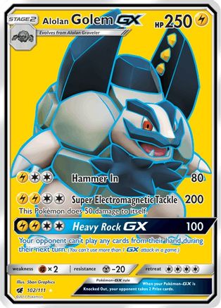 Alolan Golem GX (Full Art) 102/111 - SM  Crimson Invasion Holofoil - for just $1.66! 