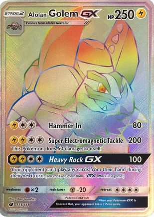 Alolan Golem GX (Secret) 113/111 - SM  Crimson Invasion Holofoil - for just $3.42! 