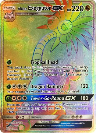 Alolan Exeggutor GX (Secret) 118/111 - SM  Crimson Invasion Holofoil - for just $5.98! 