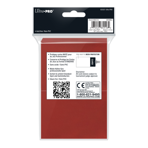 Ultra PRO: Standard 100ct Sleeves - PRO-Matte (Red) - Just $0! Shop now at Retro Gaming of Denver