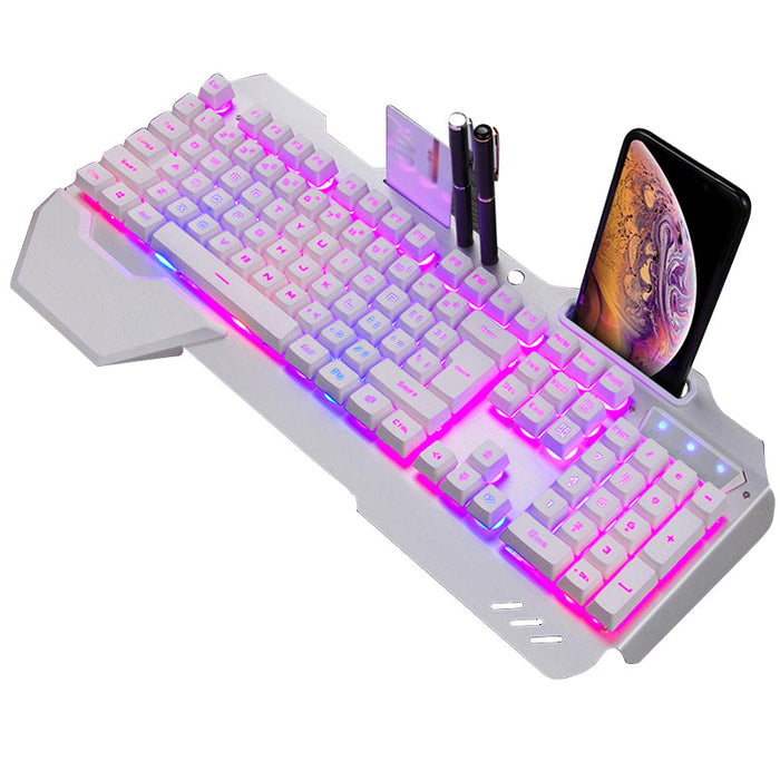ErgonomicWired Gaming Keyboard with RGB Backlight Phone Holder - for just $65.50! 