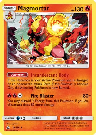 Magmortar 019/156 - SM  Ultra Prism Reverse Holofoil - for just $0.38! 
