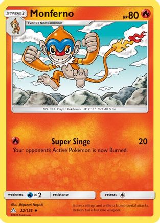 Monferno 022/156 - SM  Ultra Prism Reverse Holofoil - for just $0.23! 
