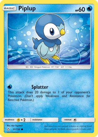 Piplup 031/156 - SM  Ultra Prism Reverse Holofoil - for just $0.34! 