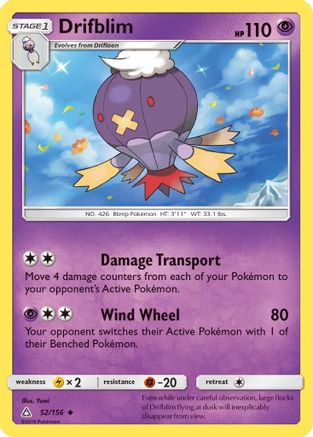 Drifblim 052/156 - SM  Ultra Prism Reverse Holofoil - for just $0.18! 