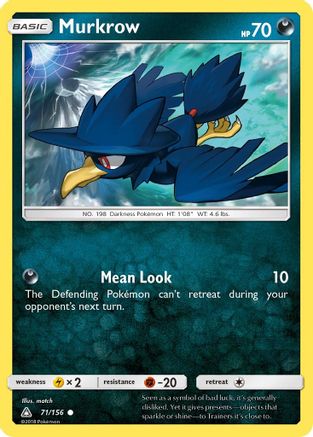 Murkrow 071/156 - SM  Ultra Prism Reverse Holofoil - for just $0.20! 