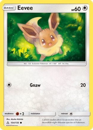 Eevee 104/156 - SM  Ultra Prism Reverse Holofoil - for just $2.99! 