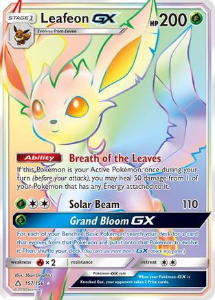 Leafeon GX (Secret Rare) 157/156 - SM  Ultra Prism Holofoil - for just $31.33! 