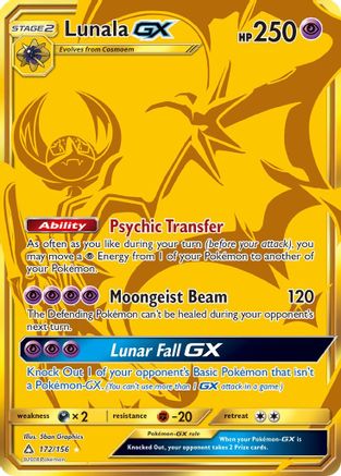 Lunala GX (Secret Rare) 172/156 - SM  Ultra Prism Holofoil - for just $20.75! 