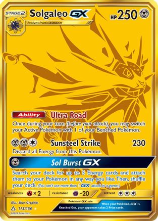 Solgaleo GX (Secret Rare) 173/156 - SM  Ultra Prism Holofoil - for just $24.45! 