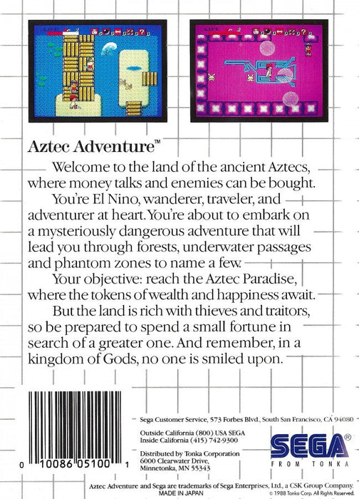 Aztec Adventure – Sega Master System (SMS) - for just $12.99! 