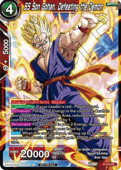 SS Son Gohan, Defeating the Demon (Zenkai Series Tournament Pack Vol.3) (P-479) [Tournament Promotion Cards] - for just $2.05! 