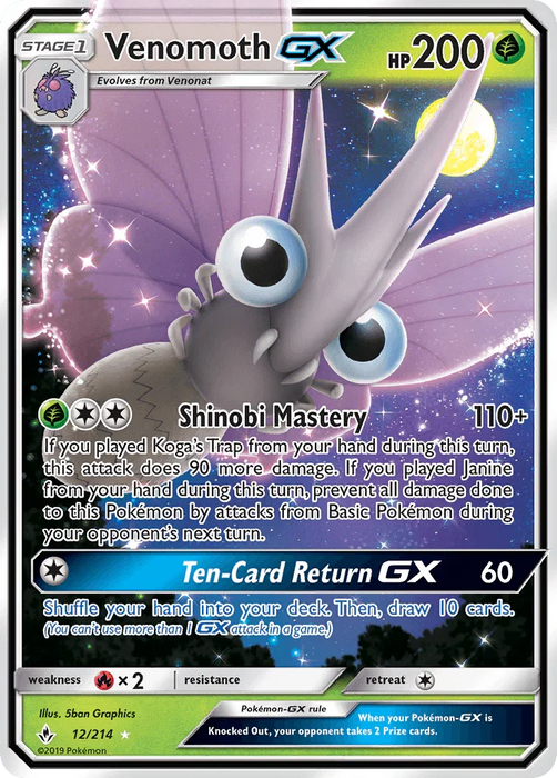Venomoth GX (12/214) [Sun & Moon: Unbroken Bonds] - for just $1.90! 