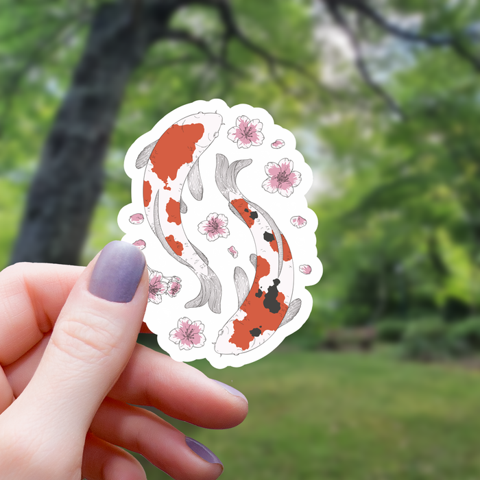 Koi Fish Sakura Blossom Sticker - 3" - for just $3.50! 