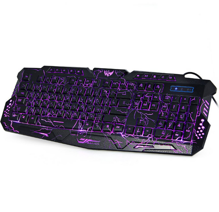 J10 tricolor backlight wired gaming keyboard set colorful luminous gaming mouse keyboard Russian keyboard - for just $13.76! 