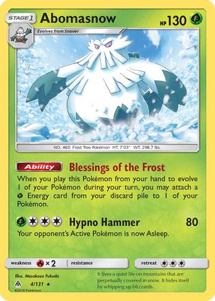Abomasnow 004/131 - SM  Forbidden Light - for just $0.13! 