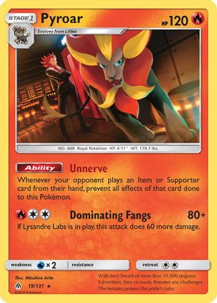 Pyroar 019/131 - SM  Forbidden Light Reverse Holofoil - for just $0.23! 