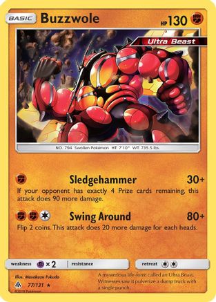 Buzzwole 077/131 - SM  Forbidden Light Reverse Holofoil - for just $1.97! 