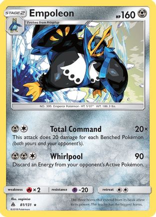 Empoleon 081/131 - SM  Forbidden Light Reverse Holofoil - for just $0.40! 