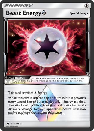 Beast Energy Prism Star 117/131 - SM  Forbidden Light Holofoil - for just $0.75! 