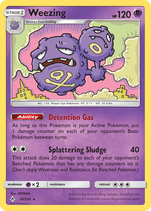Weezing (74/214) [Sun & Moon: Unbroken Bonds] - for just $0.30! 