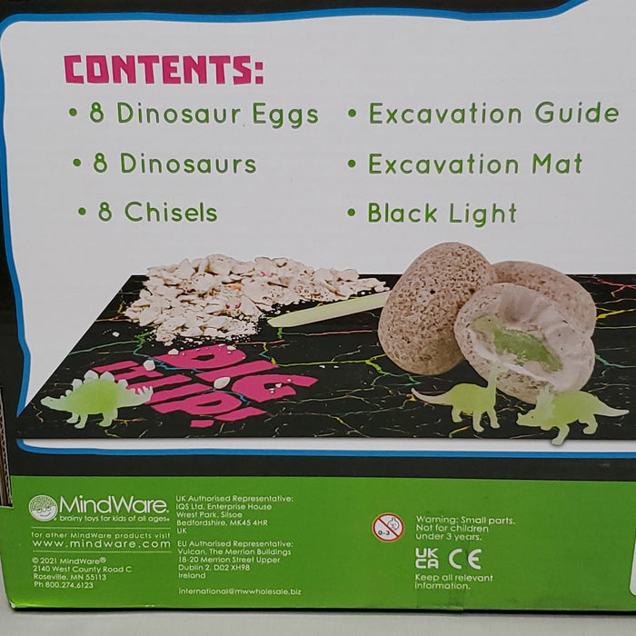 MINDWARE Dig it up Glow in the Dark Dinosaur Eggs w/ Black Light (New) - for just $10! 