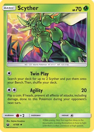 Scyther 004/168 - SM  Celestial Storm Reverse Holofoil - for just $0.22! 
