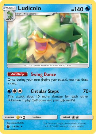 Ludicolo 038/168 - SM  Celestial Storm Holofoil - for just $0.38! 