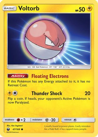 Voltorb 047/168 - SM  Celestial Storm Reverse Holofoil - for just $0.20! 