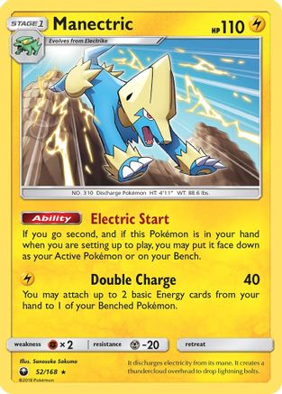 Manectric 052/168 - SM  Celestial Storm Reverse Holofoil - for just $0.20! 