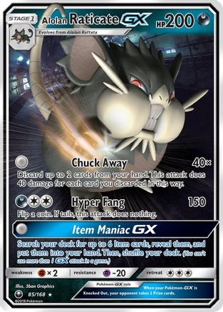 Alolan Raticate GX 085/168 - SM  Celestial Storm Holofoil - for just $1.55! 